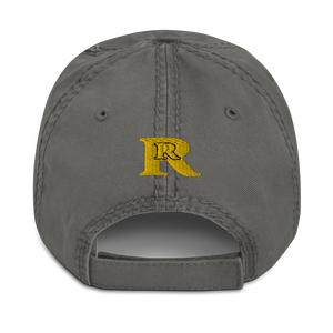 Real Rich LA Gold Distressed Dad Hat (3dpuff)