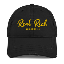 Real Rich LA Gold Distressed Dad Hat (3dpuff)